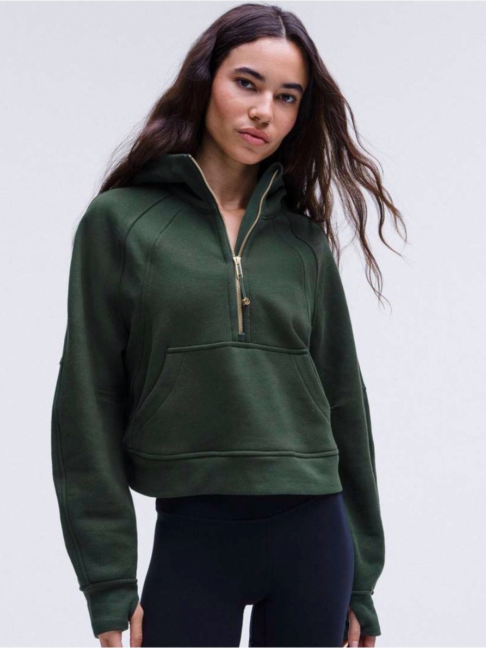 Lululemon Women's Rain Forest Green Half-Zip Scuba Hoodie